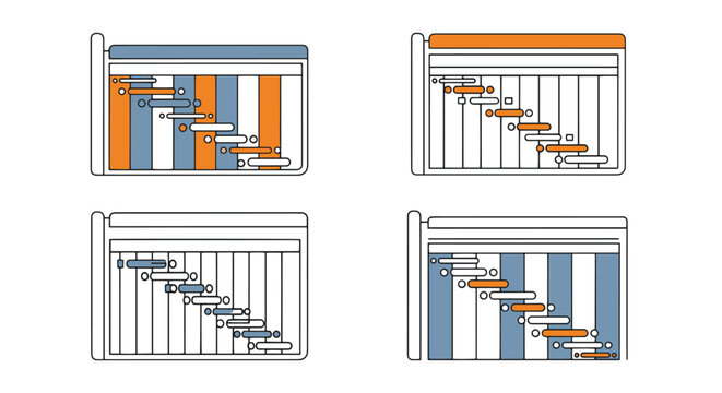 Gantt Chart Line bold creative color illustration