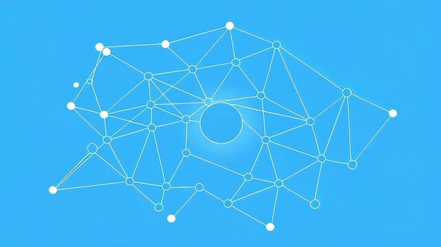 Abstract network connections growing and expanding on a blue background