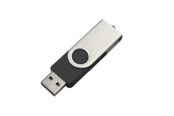 Usb flash drive showing silver and black design for digital data storage