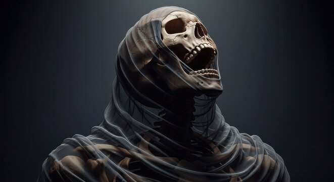 Grim Reapers Haunting Visage - A Dark and Eerie Portrait.