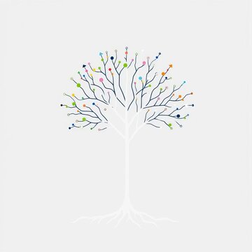 Clean, minimalist depiction of a rooted binary tree with clear lines and spacing,  design,  branches