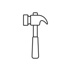 Minimalist Line Drawing of a Hammer for Construction or DIY Projects