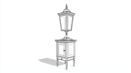 Fototapeta premium Elegant Table Lamp Design with Wooden Base and Glass Shade