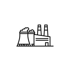 Fototapeta premium Industrial Power Plant Silhouette with Smoke Emissions and Factory Structures