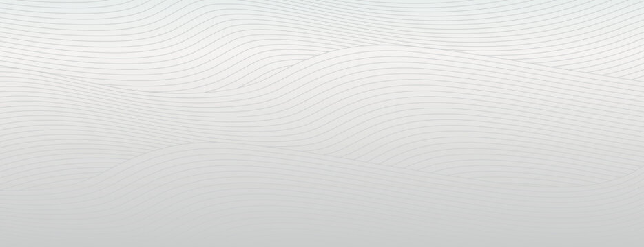 Minimalist background with wavy lines, featuring a light gray color. The background has a smooth, gray texture with subtle curves. Modern wavy line pattern background. Gray background vector.