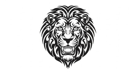 Fierce Lion Head Tattoo Design Illustration. © Dik