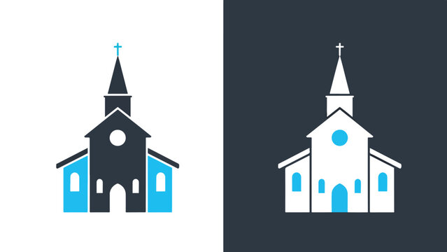 Church icons - Blue icon set - Modern style icon - Vector icon set - Glyph and solid icon set - Icon vector - Flat Design Icon - Stock illustration