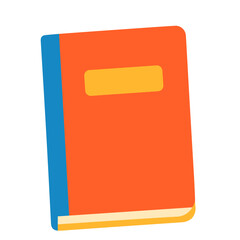 Orange notebook with blue spine for school notes, student writing, educational learning, classroom organization, and academic supplies with colorful flat design illustration style.