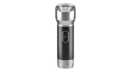 Modern Black and Silver Flashlight with LED Lens