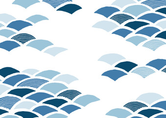 手描きのランダムな波青