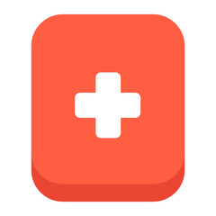 Obraz premium Red first aid cross for school health office, student medical care, campus safety, educational healthcare, wellness supplies, and emergency essentials with flat design illustration style.