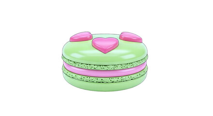 Green Macaron with Pink Heart and Ears Decoration