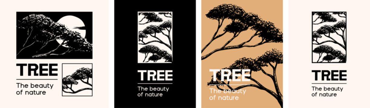 Tree. Nature. Minimalist vector illustration, for art print, book cover, banner, card, label.