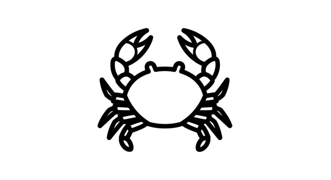 Minimalist Black Outline Crab Illustration for Nature and Marine Life Themes