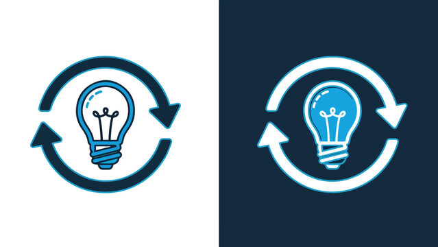 Idea and innovation icon set - Blue icon set - Modern style icon - Vector icon set - Glyph and solid icon set - Icon vector - Flat Design Icon - Stock illustration