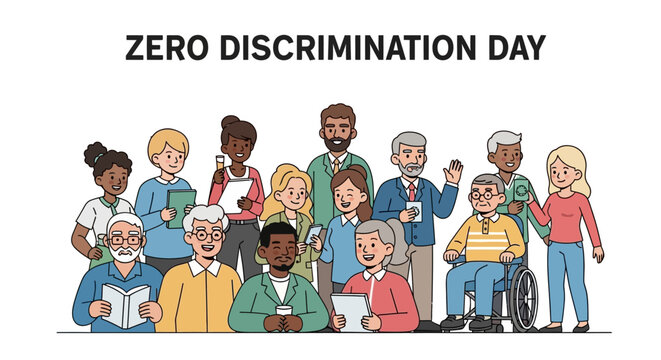 Diverse group of people celebrating Zero Discrimination Day together.