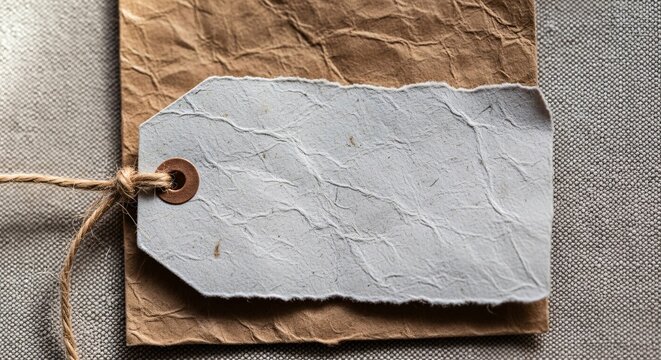Vintage paper tag mockup with string for handmade product branding design