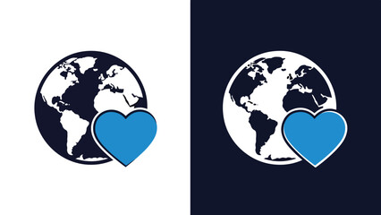 Global love icon set - Blue icon set - Modern style icon - Vector icon set - Glyph and solid icon set - Icon vector - Flat Design Icon - Stock illustration