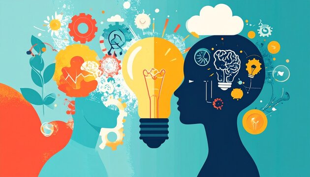 Creative Thinking and Innovation - Conceptual Illustration of Ideas.