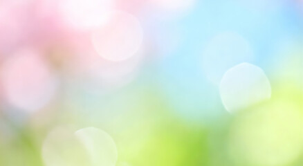 Obraz premium Blurred natural background with soft bokeh lights and pastel colors