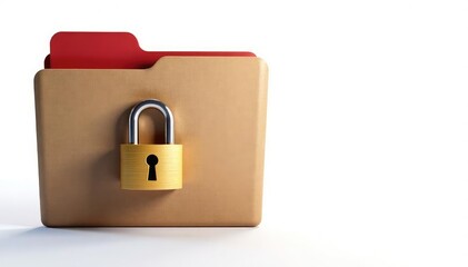 Naklejka premium Sealed folder with padlock, isolated white background , information security, security, secure data