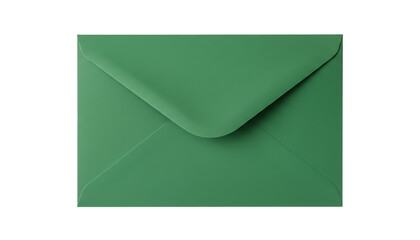 Single closed green envelope isolated on a transparent background, clean and minimalist design suitable for various communication concepts