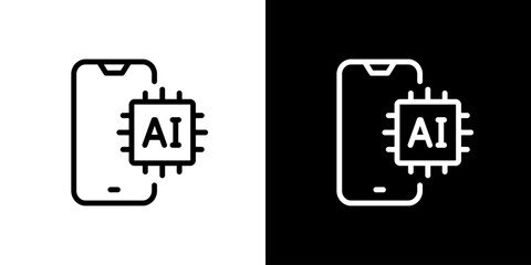 スマホとAIの人工知能アイコン (ベクター) © hamo