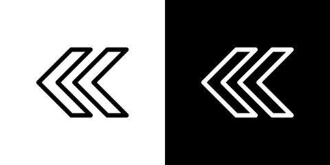 矢印 二連矢印 左向き 戻る 先頭へ 巻き戻し バック アイコン (ベクター)