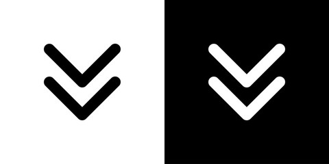 Downward double arrow reduction and downward operation icon (vector)