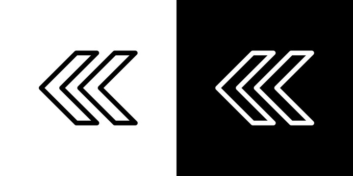 矢印 二連矢印 左向き 戻る 先頭へ 巻き戻し バック アイコン (ベクター)