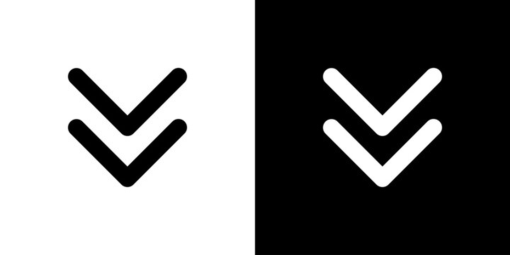 Downward double arrow reduction and downward operation icon (vector)