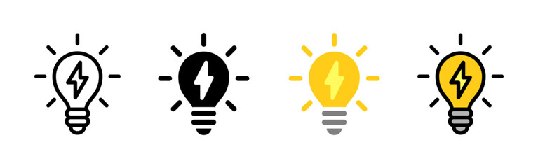 電球に雷マークのエネルギーアイコン (ベクター)