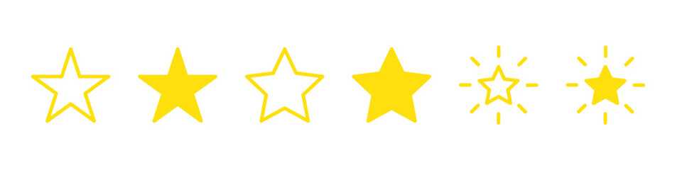 Obraz premium Simple yellow star icon set that is easy to use for evaluation and ranking (vector)