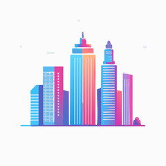 Fototapeta premium Colorful urban skyline with modern architecture buildings.