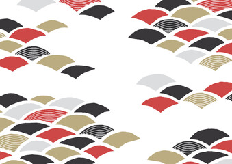 手描きのランダムな波赤金黒