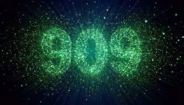 Energetic 909 Numerology Symbolism with Green Light Particles.