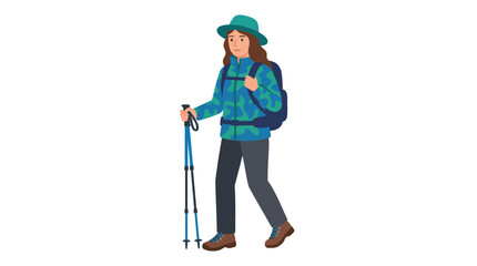 Fototapeta premium Woman Hiker with Backpack and Trekking Poles