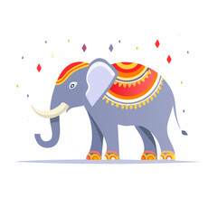 Fototapeta premium Decorated elephant illustration with vibrant colors and intricate details.