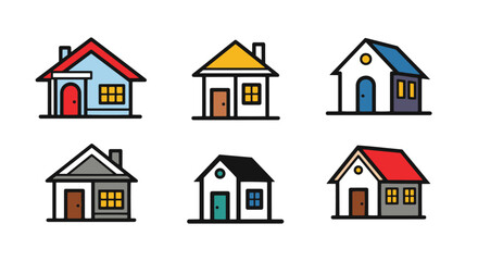 Fototapeta premium House Line art minimal modern color vector