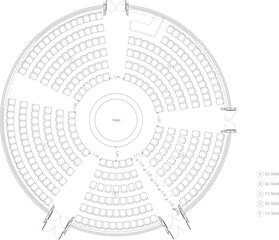 Large Circular Conference Hall Interior Design with Professional Stage Layout