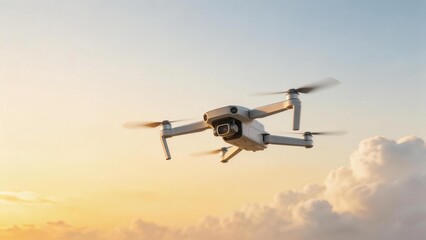 Fototapeta premium Drone flying in sky with clouds