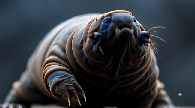 Tardigrade Water Bear Microscopic Creature Cinematic Macro 4k Horizontal Scary Horror Fantasy Style Video