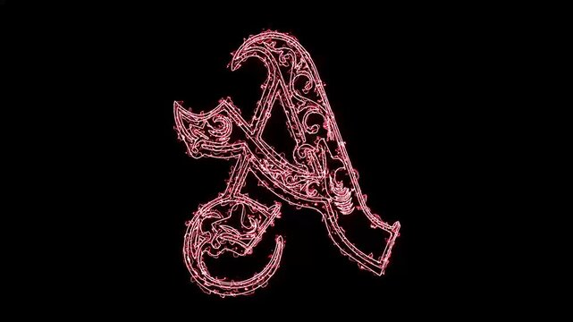 English alphabet colorful A animation design