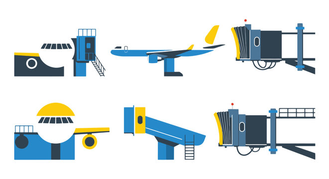Jet Bridge Line art colorful modern vector
