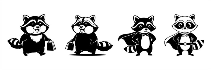 Cute Raccoons In Various Funny Outfits And Poses Collection © Sunnn
