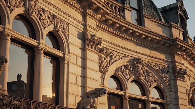 Ornate Historic Building Facade, Architectural Detail, Classic Architecture Exterior