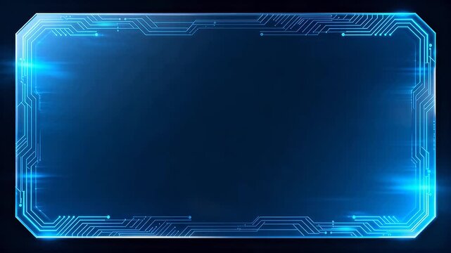 Transparent rectangular frame with blue electric circuit lines