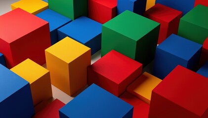Obraz premium Colorful Cubes Abundance: A vibrant array of multi-colored cubes create a visual spectacle of texture and form. This image captures geometric play of light and shadow.