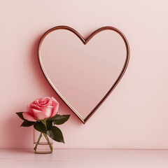 pink rose and heart