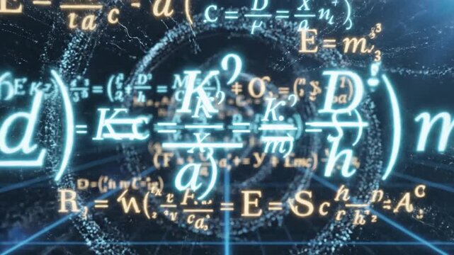 Unraveling the Equation: An intricate digital illustration showcases complex mathematical equations floating in a mesmerizing ethereal space.